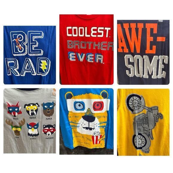 6 NEW Gymboree Graphic T-Shirts, Size Large (10-12) (10A) - Picture 2 of 4